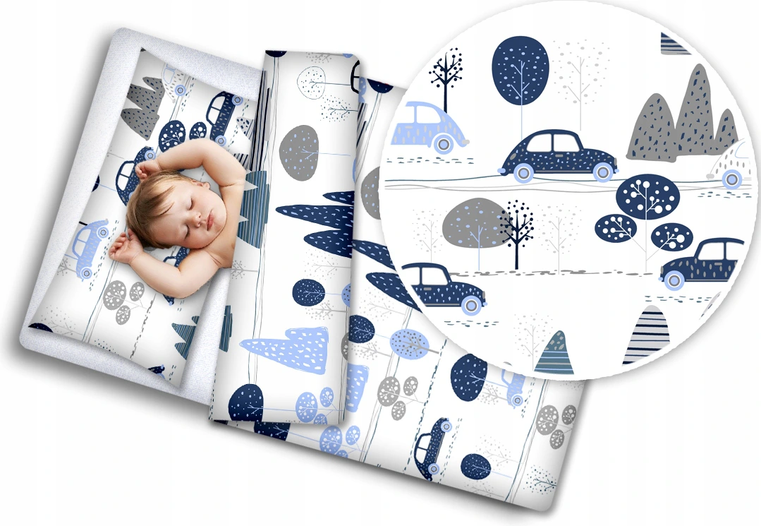 120x90cm 3Pc Baby Bedding Set Duvet Retro Cars/Blue