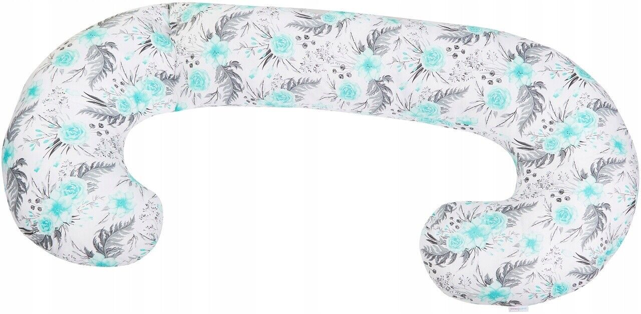 Pregnancy Pillow+Cover Full Body Nursing Large C Shape Mint Flowers