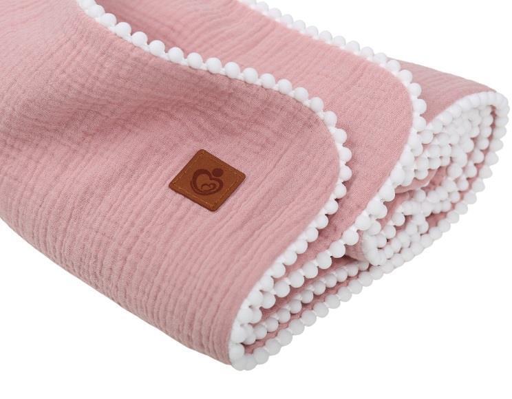 Muslin Baby Blanket Breathable Swaddle Wrap Newborn Teddy Pink Retro
