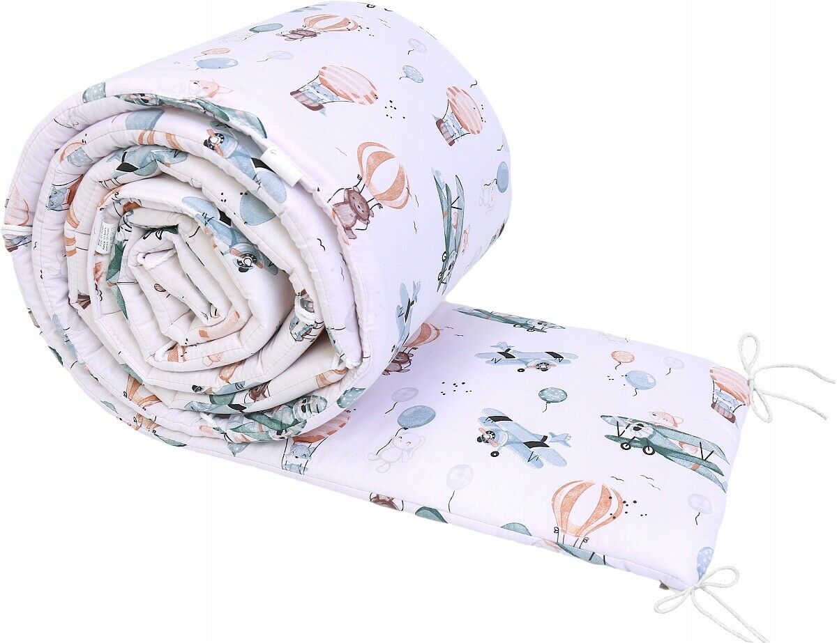 Padded Bumper To Fit Baby Cot Bed All-Round Cotton 420cm Dreamy Flight
