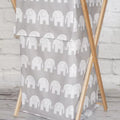 Wooden frame laundry basket with removable linen Elephants grey