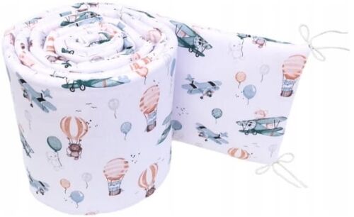 Padded Bumper To Fit Baby Cot Bed All-Round Cotton 420cm Dreamy Flight
