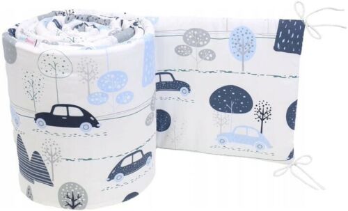 Padded Bumper To Fit Baby Cot Bed All-Round Cotton 420cm Retro Cars