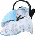 Baby Car Seat Hooded Blanket Double-sided Snuggle Swaddle Wrap BLUE/ Wolf in the forest