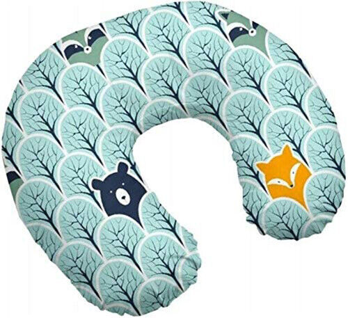 Baby feeding pillow cotton newborn maternity Fox in forest turquiose