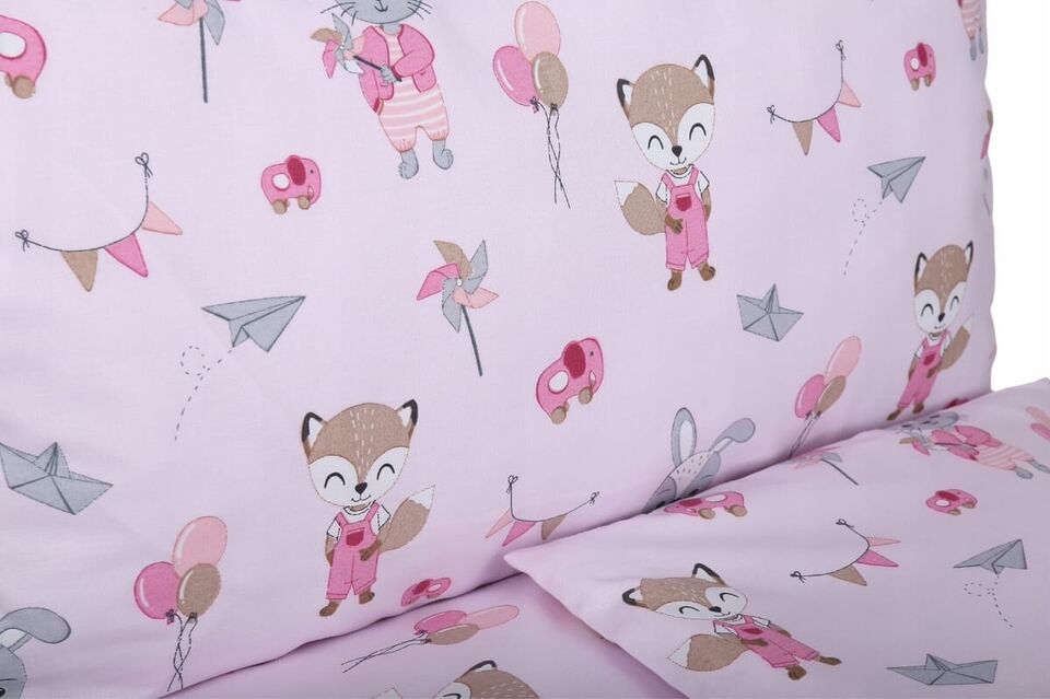120x90 2Pc Baby Bedding Duvet Cover Set fit Cot Cotton Fox and Rabbit