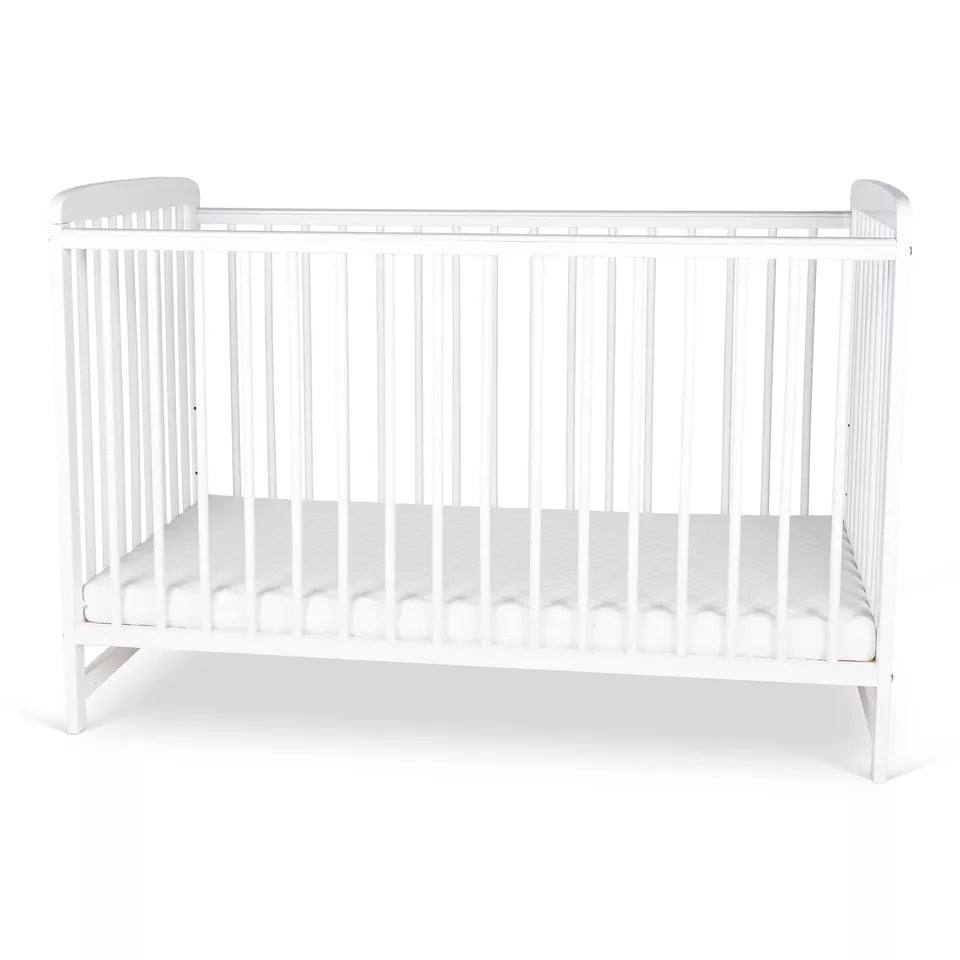 Luxury Baby Cot Crib Bed Free Mattress 120x60cm Newborn White