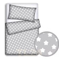 2Pc Toddler Bedding Duvet Cover Set 100% Cotton 150x120cm Big White On Grey