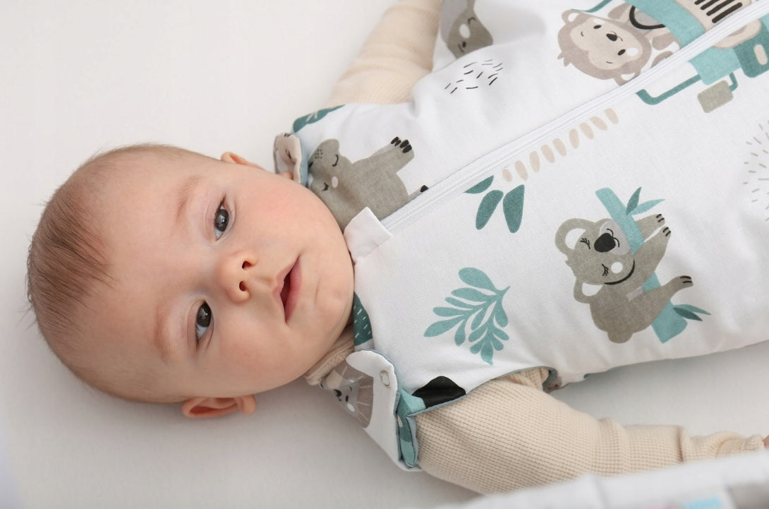 Baby Cotton Sleeping Bag Double Sided Sleepsack Quilted 1.0 Tog On safari/Sage