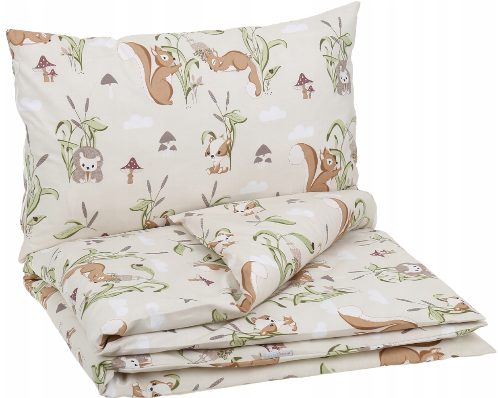 Bedding Baby Set to fit Cot 120x60cm Duvet Cover Pillow Case Organic Cotton Squirrel's Dream