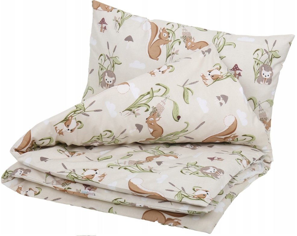 Bedding Baby Set to fit Cot 120x60cm Duvet Cover Pillow Case Organic Cotton Squirrel's Dream