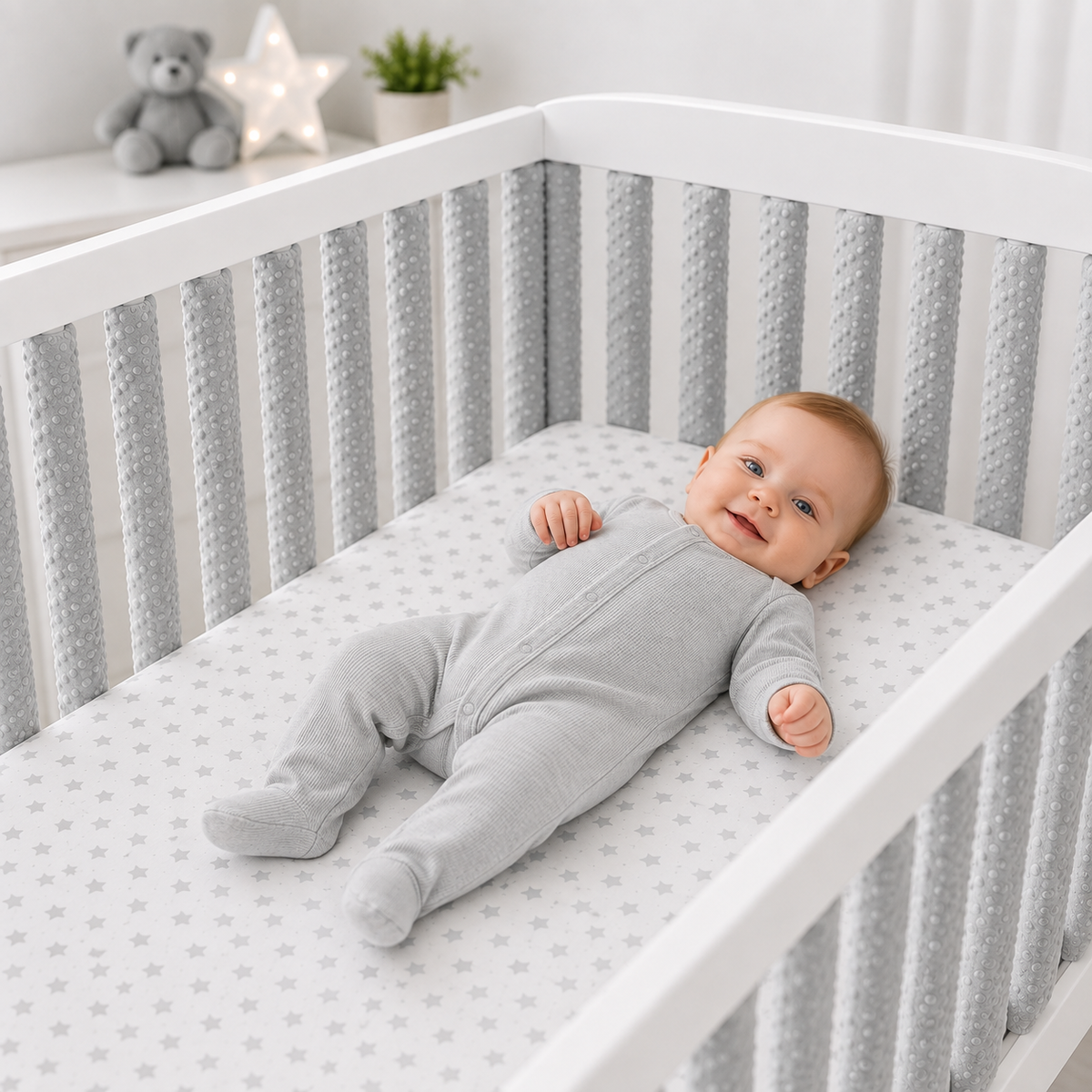 Double-sided Rail Cot Slat Cover Wrap Grey 10Pc