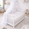 Baby Bedding Set 10Pc Fit Cot Bed 140x70cm Small Grey On White