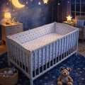 Baby Bedding Set 6pc All-round Fit Cot bed 140x70 Small Grey Stars