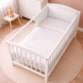 Baby 6Pc Bedding Set Pillow Duvet Quilt Sheet Bumper Fit Cotbed 140x70cm Small Grey On White