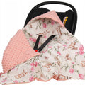 Baby Car Seat Hooded Blanket Double-sided Snuggle Swaddle Wrap Apricot / Secret Garden
