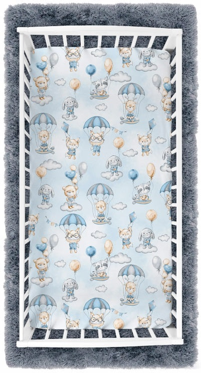 Baby Fitted Sheet 100% Cotton Mattress Toddler Bed 140x70cm Walk in the Clouds