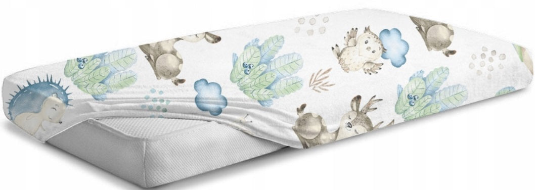 Fitted Sheet 140x70cm 100% Cotton for Baby cot bed Wolf in the Forest