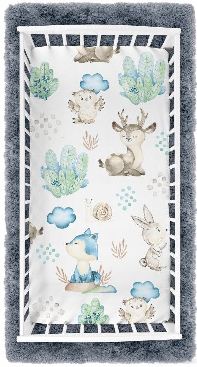 Baby Fitted Toddler Bed Sheet Printed 100% Cotton Mattress 160x80cm Wolf in the Forest
