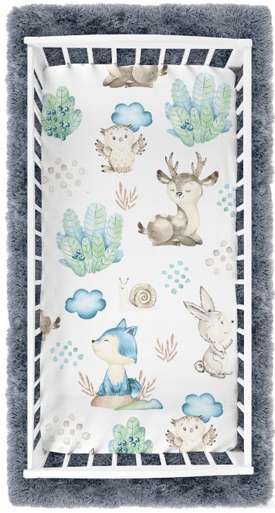 Fitted Sheet 140x70cm 100% Cotton for Baby cot bed Wolf in the Forest