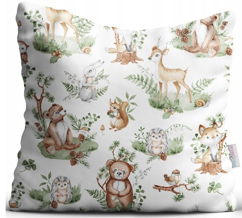 Pillowcase 40x40 cm – Animals in the Forest | Woodland Cushion Cover