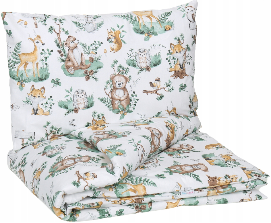 3Pc 120x90cm Baby Bedding Set Duvet Animals in the Forest/ Dots Grey