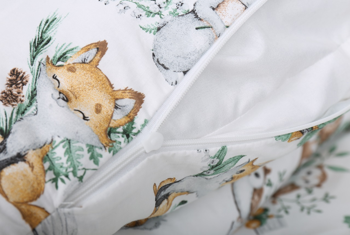 Bedding Baby Set to fit Cot 120x60cm Duvet Cover Pillow Case Organic Cotton Animals in the Forest