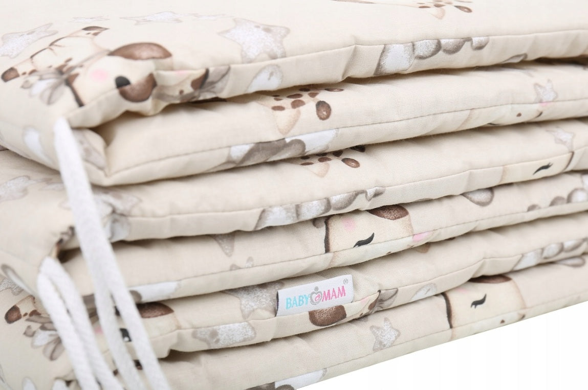 Baby Cot Liner Fit Cot All-round 360cm Straight 100% Cotton Giraffe