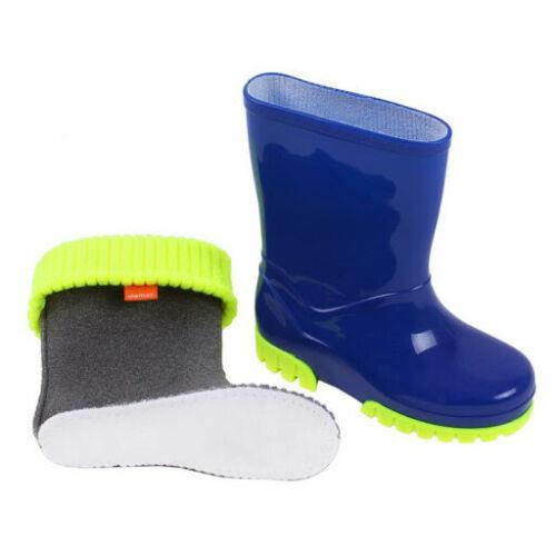 Wellies Kids Rain Snow Boots Removable Inner Lining Socks Wellington Blue Lux