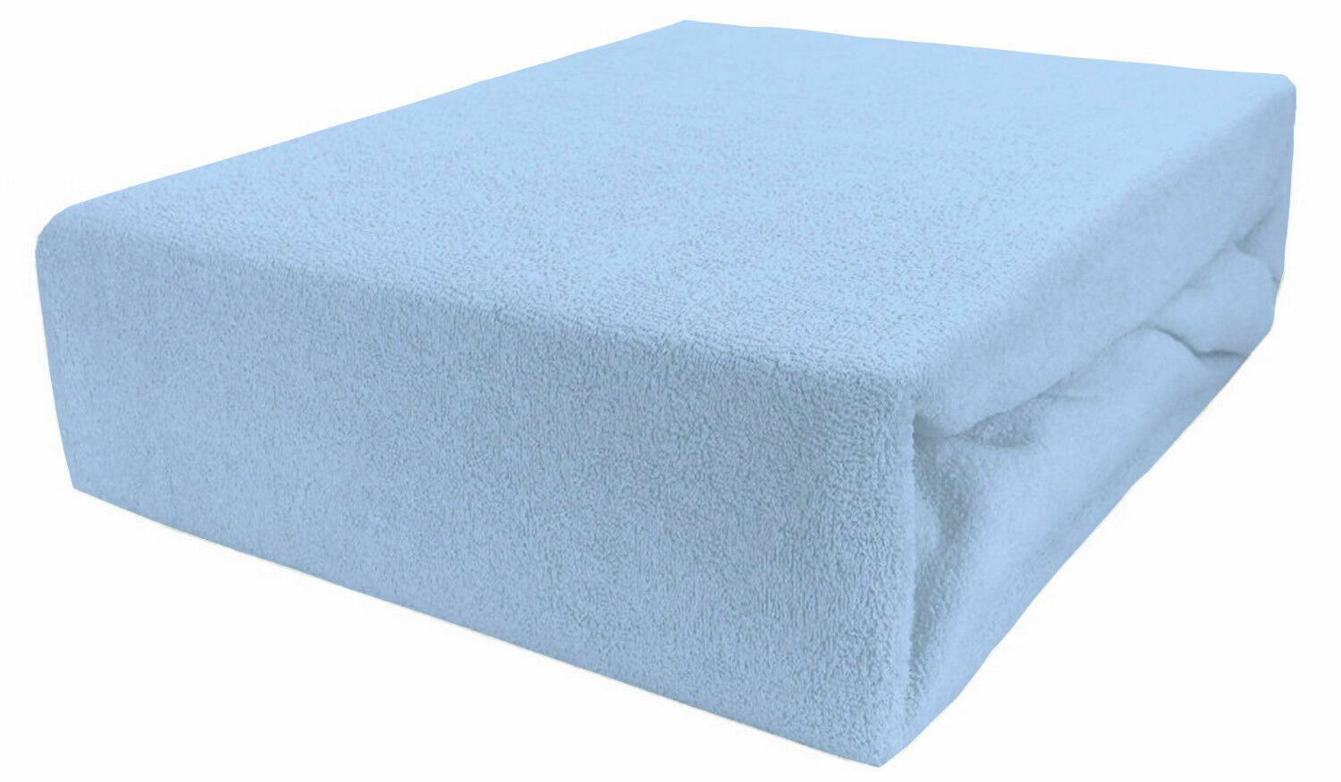 Terry Towelling Fitted Sheet 140X70 Nursery Baby Fit Cot Bed Frotte Blue