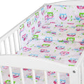 Baby 3Pc Bedding Set Pillow Duvet Bumper Fit Cotbed 140X70cm Owls White