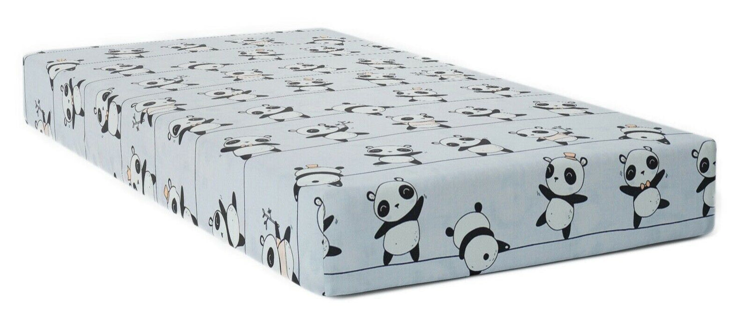 Baby Fitted Junior Bed Sheet Printed 100% Cotton Mattress 160X70cm Little Panda - MyHappy Baby