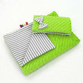 Warm Baby Blanket Dimple Quilt Pillow 100X75cm Green/ Stripes Grey