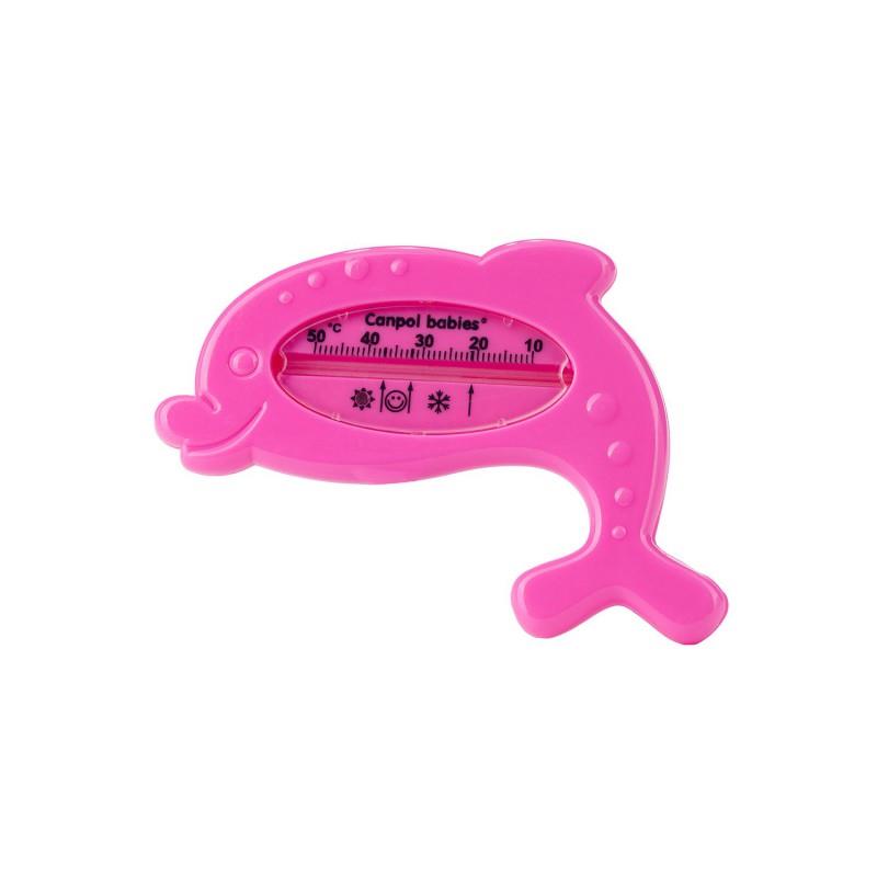 Canpol Baby Bath Safety Floating Dolphin Thermomether Pink