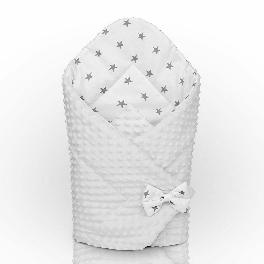 Baby Swaddle Wrap Newborn Dimple Cotton Infant Bedding White/Small Stars On White - MyHappy Baby
