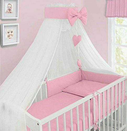 Baby bedding 6pc cotton set pillow duvet bumper cot 120x60 - Pink