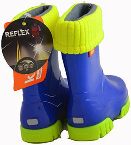 Wellies Kids Rain Snow Boots Removable Inner Lining Socks Wellington Blue Lux
