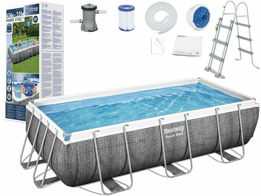 Bestway Swimming Pool 13Ft 3In 404X201X100cm Power Steel Rattan Rectangular
