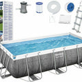 Bestway Swimming Pool 13Ft 3In 404X201X100cm Power Steel Rattan Rectangular