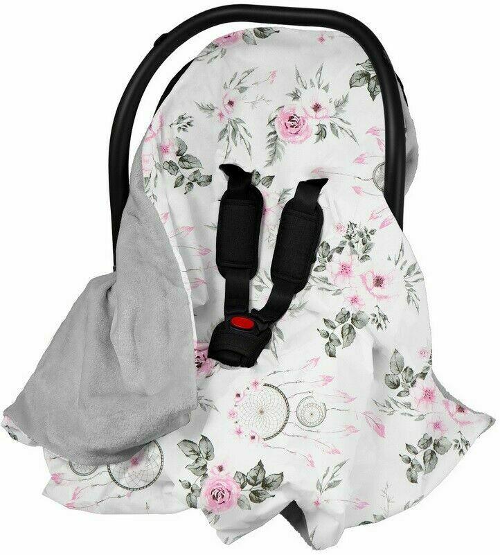 Baby Blanket Car Seat Reversible Wrap Plush Soft Double Sided Cotton 100X100cm Grey-Dream Catcher