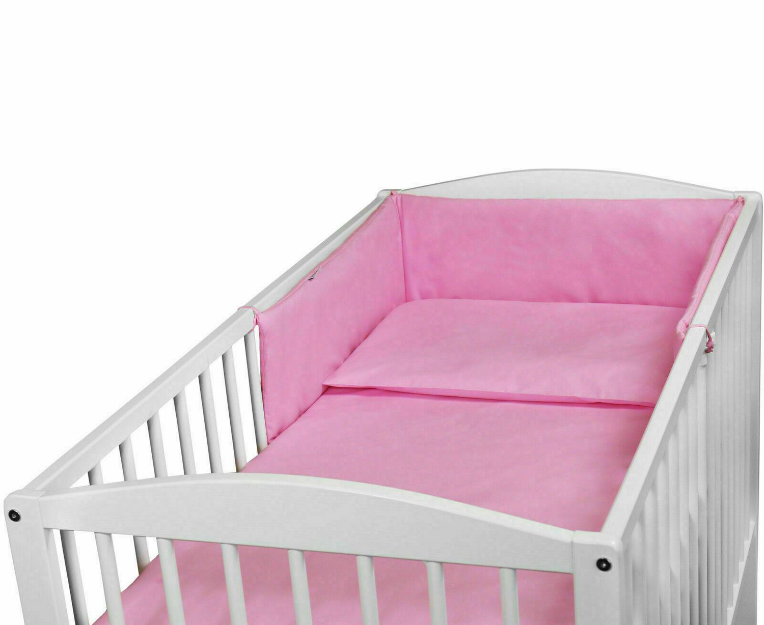 5Pc Bedding Set Nursery Pillow Duvet Bumper Fit Cot 120x60cm Pink