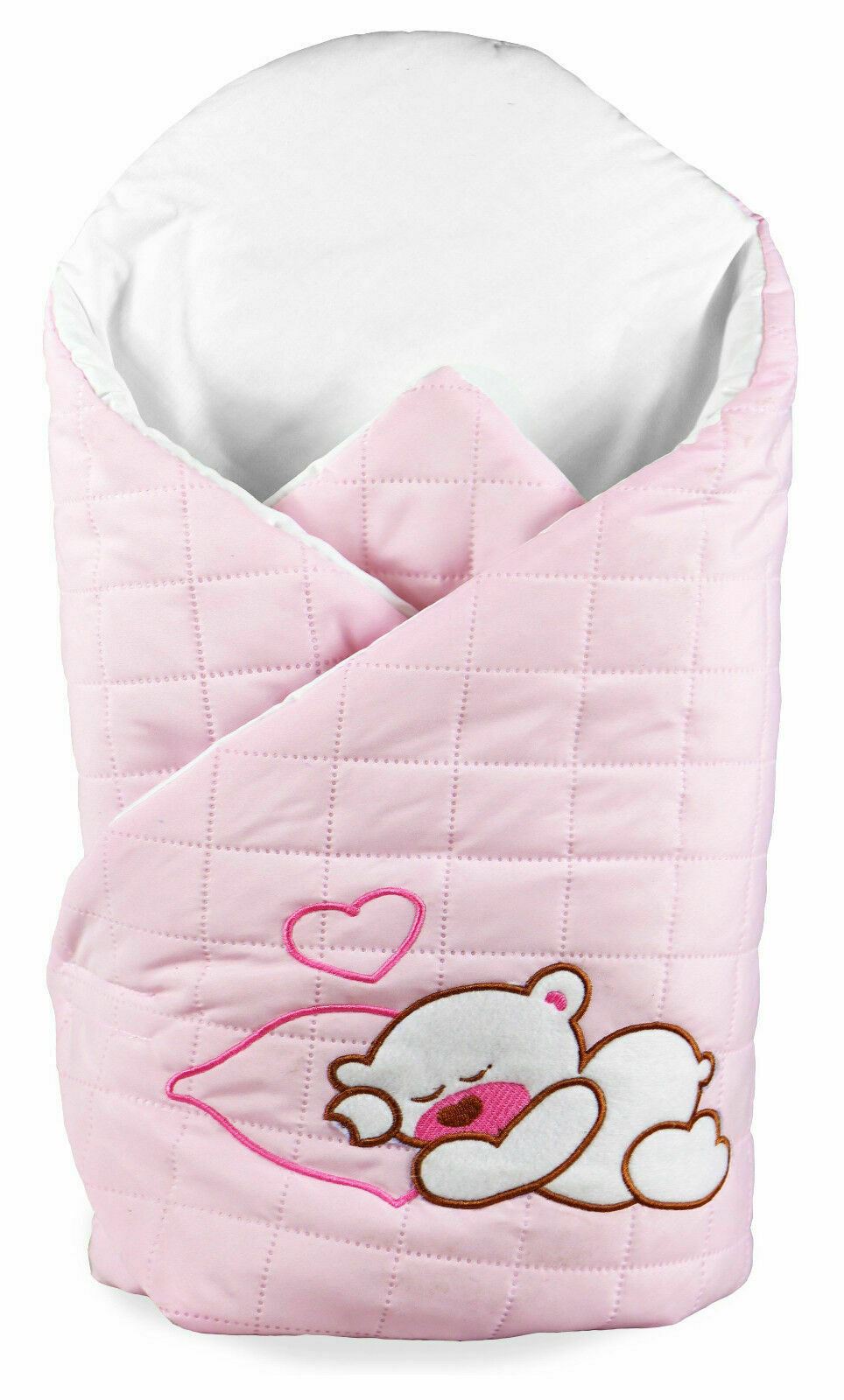 Baby Swaddle Wrap Newborn Bedding Blanket 100% Cotton Sleeping Bag Embroidery Pink