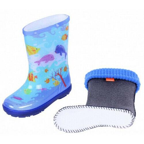 Wellies Kids Rain Snow Boots Removable Inner Lining Socks Wellington Sealife
