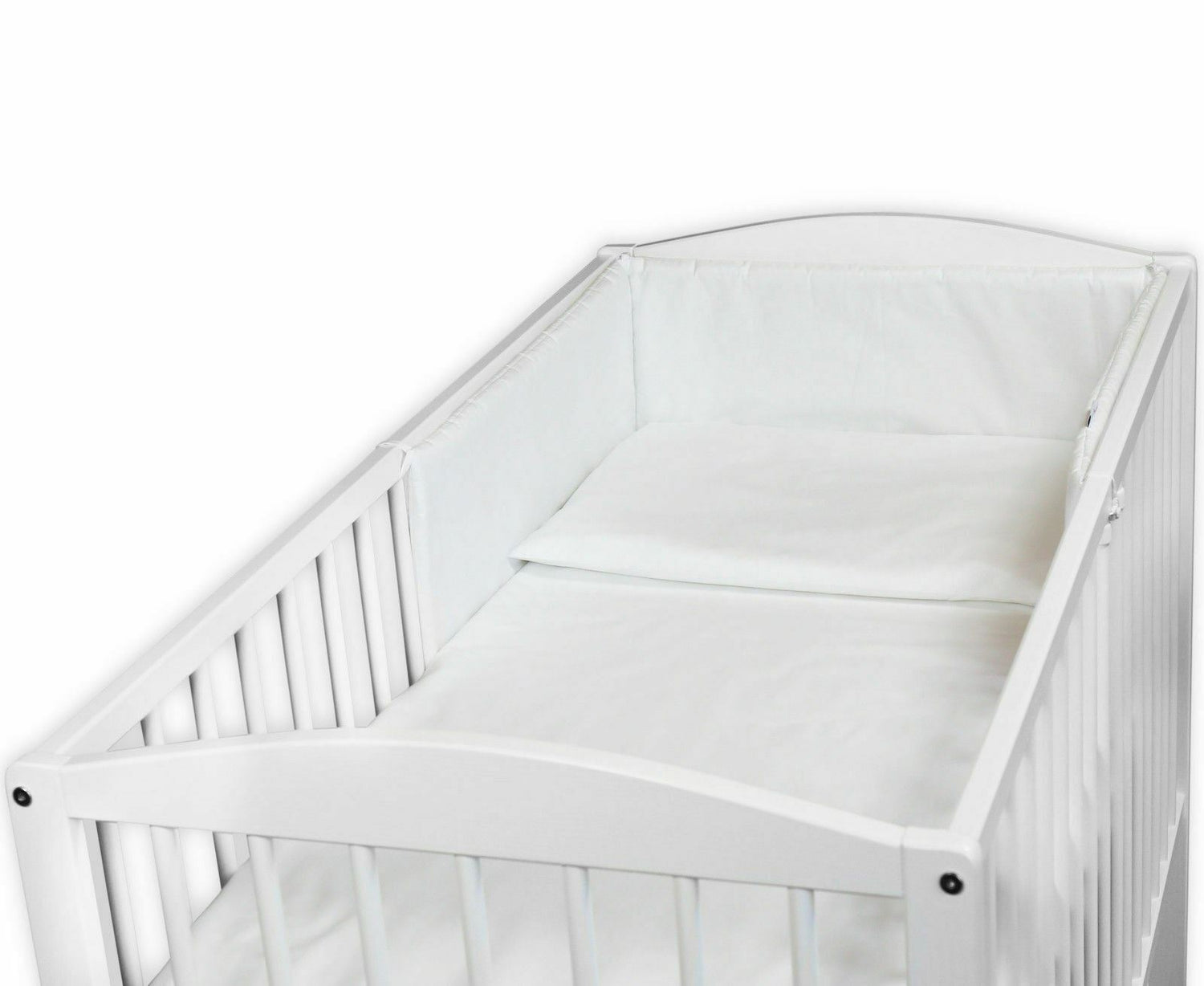 Baby 5Pc Bedding Set Pillow Duvet Bumper Fit Cotbed 140x70cm White
