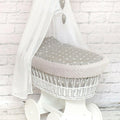 Full Bedding Set With Canopy To Fit Wicker Moses Basket Small Stars With Grey - Grey Dimple