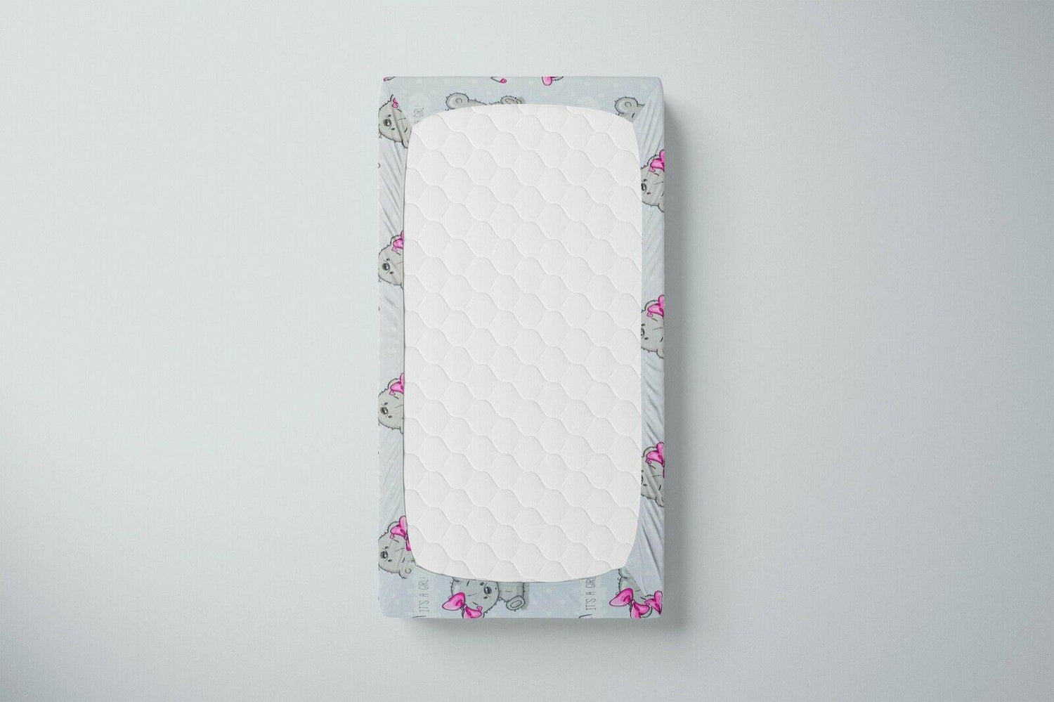 Baby Fitted Cot Bed Sheet Printed 100% Cotton Mattress 140X70cm Teddy Girl Grey