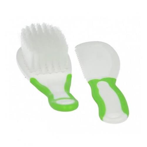 Baby Hair Brush And Comb 2 In 1 Grooming Set Soft Gentle Akuku Green