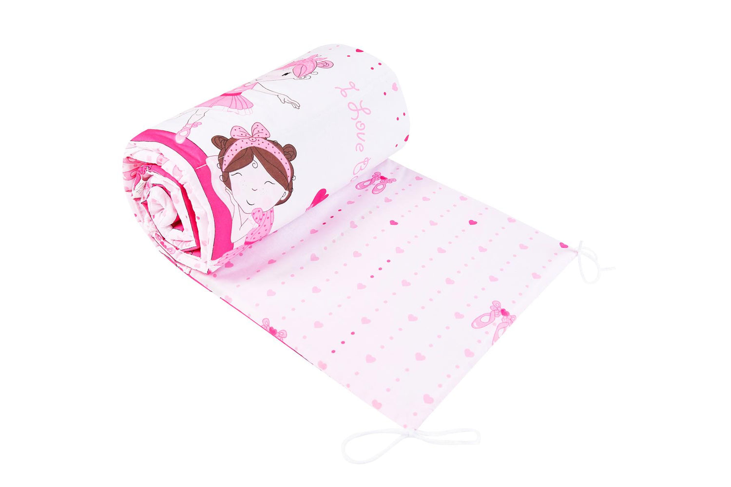 Baby Padded Bumper 100% Cotton To Fit Crib All Round 260cm Ballerina Pink