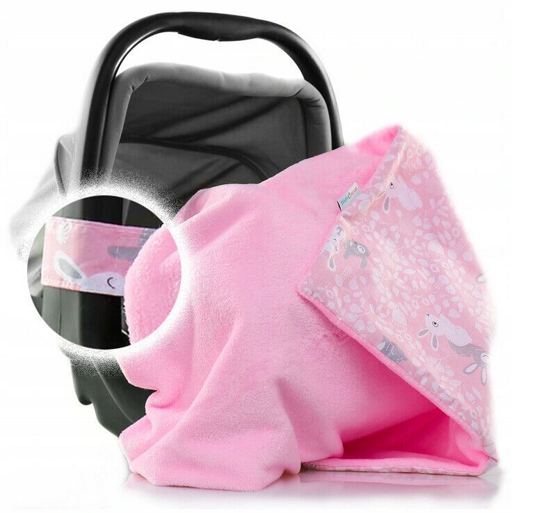 Car Seat Kids Baby Swaddle Travel Cotton Blanket 75X50cm Soft Wrap Double Sided Pink-Pink Bunnies