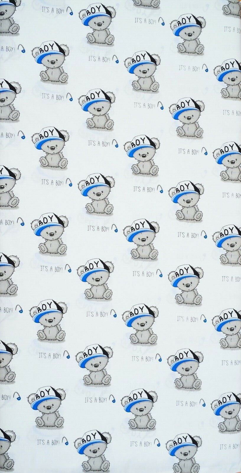 Baby Fitted Junior Bed Sheet Printed 100% Cotton Mattress 160X70cm Teddy Boy White